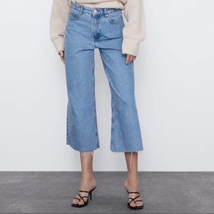 zara mid-rise cropped culotte jeans